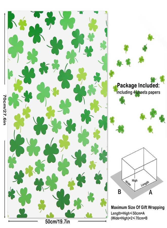 Boerni Green Clover Wrapping Paper On White Gift Wrapping Paper 4 Sheets Folded Flat 20x30 Inches Per Sheet, Gift Wrap for St. Patrick's Day,Wedding, Birthday, Bridal Showers, Mother's Day, Valentine's Day Holiday Christening and More Occasion - Image 2